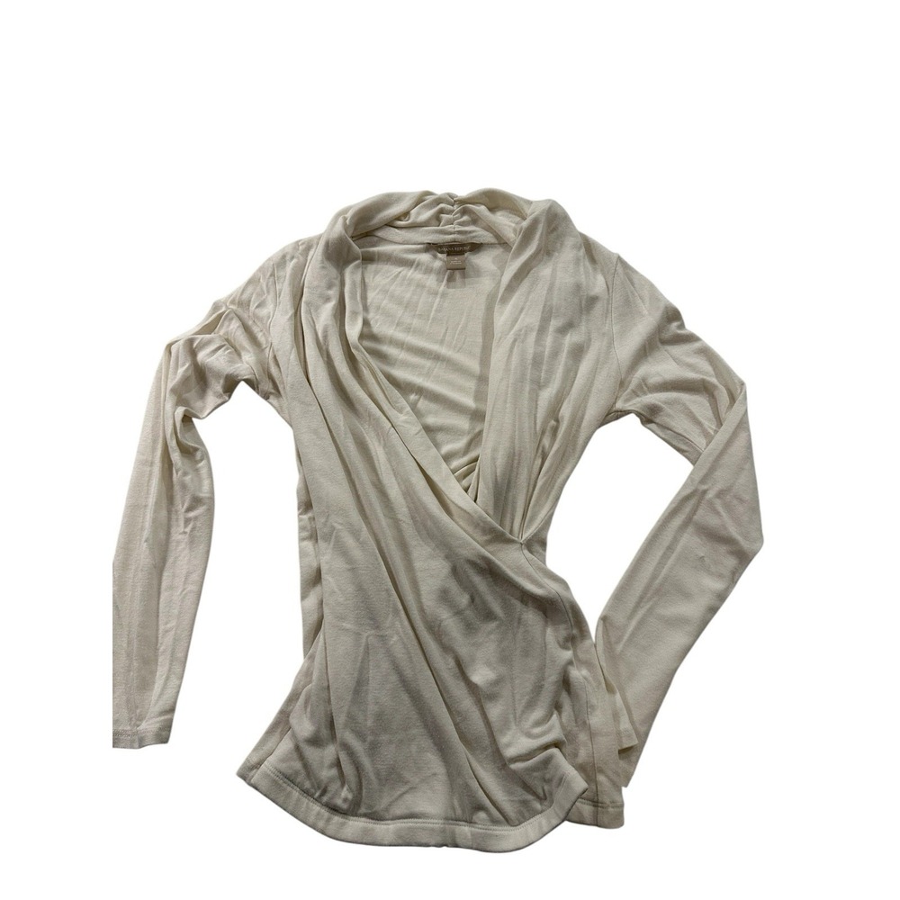 Banana Republic Blouse Shirt Women's Long Sleeved Off White Cross Body Small